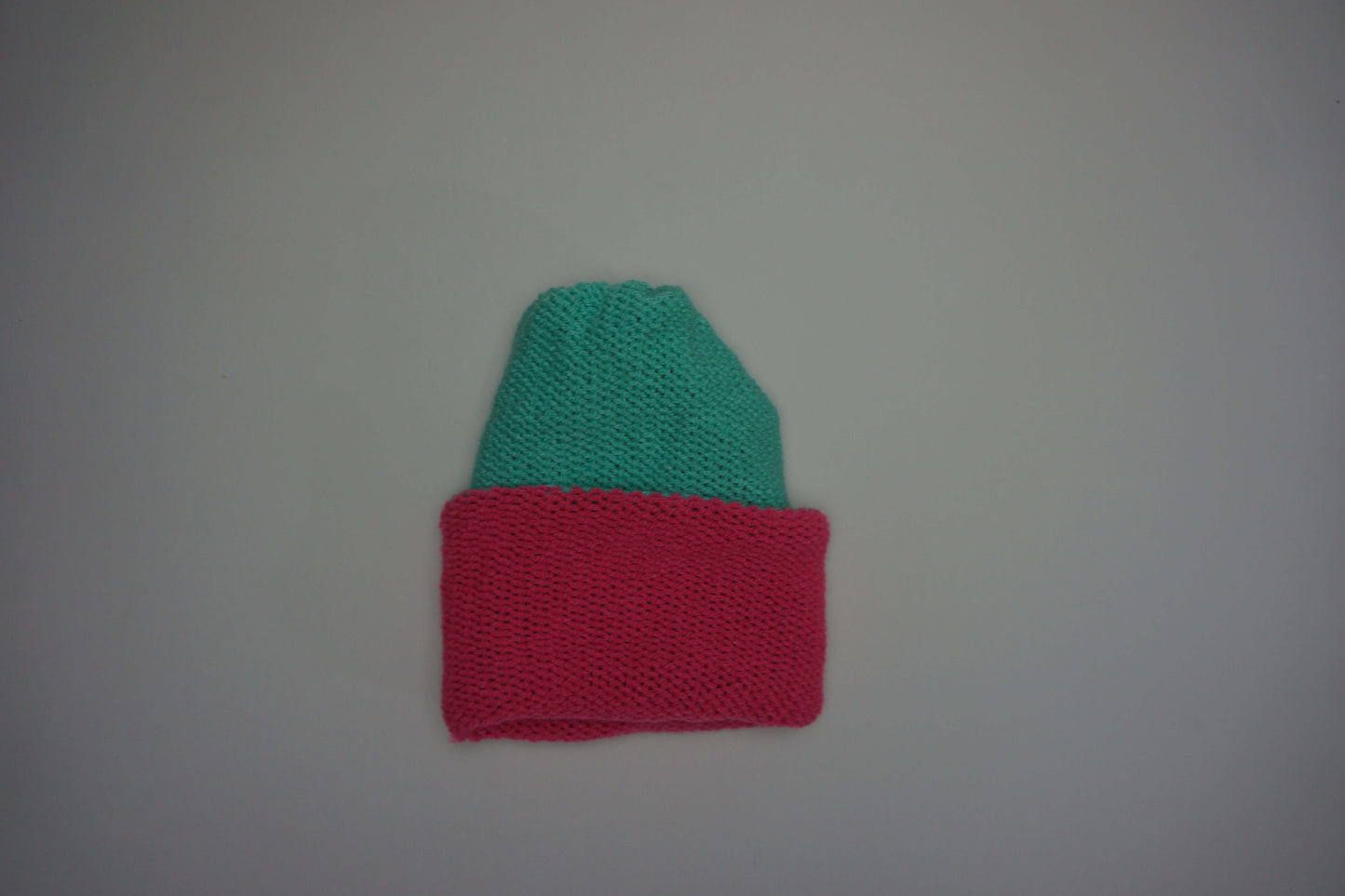 Handmade Reversible Wooly Beanie Aqua and Hot Pink | Shop