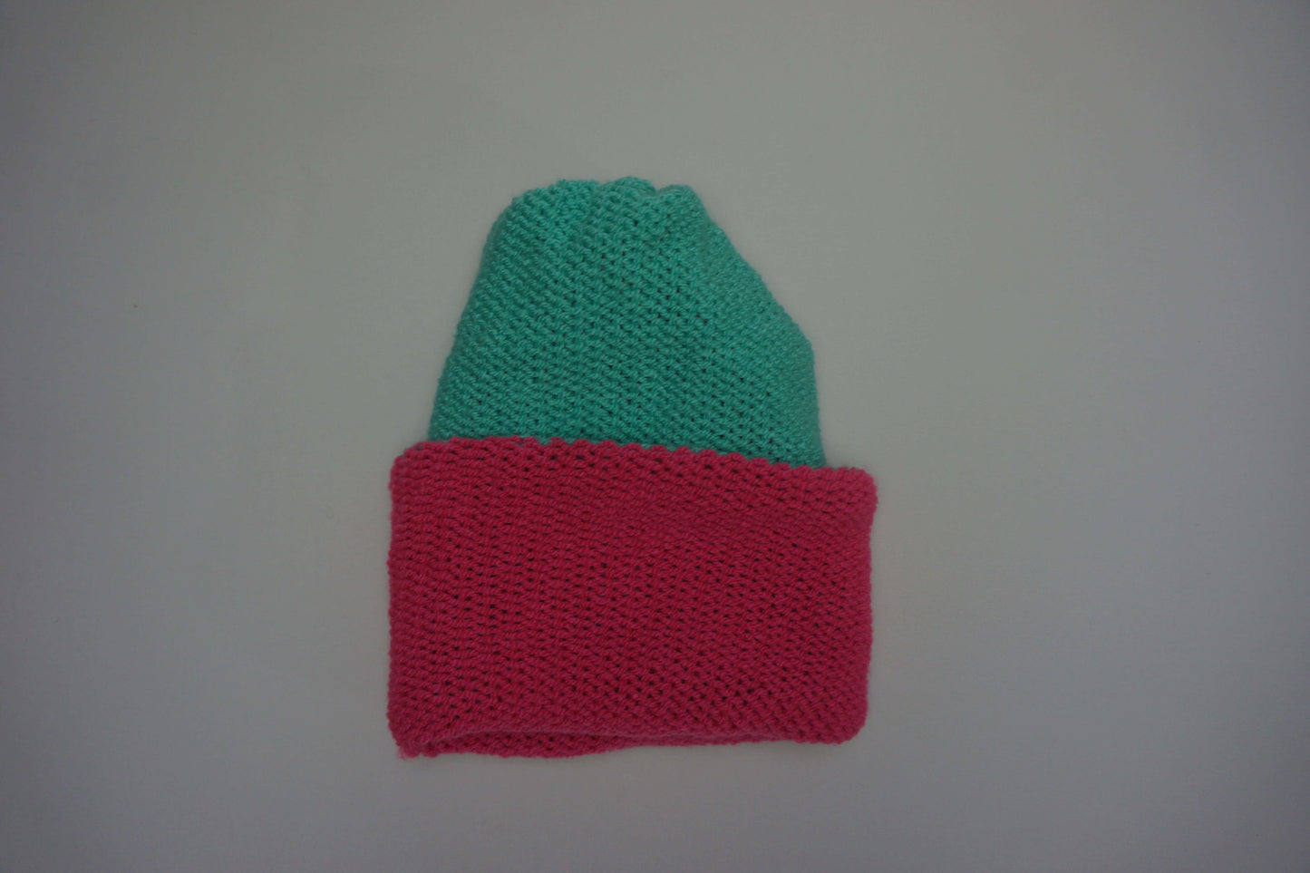 Handmade Reversible Wooly Beanie Aqua and Hot Pink | Shop