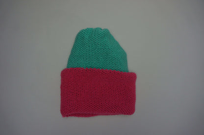 Aqua & Hot Pink Reversible Beanie