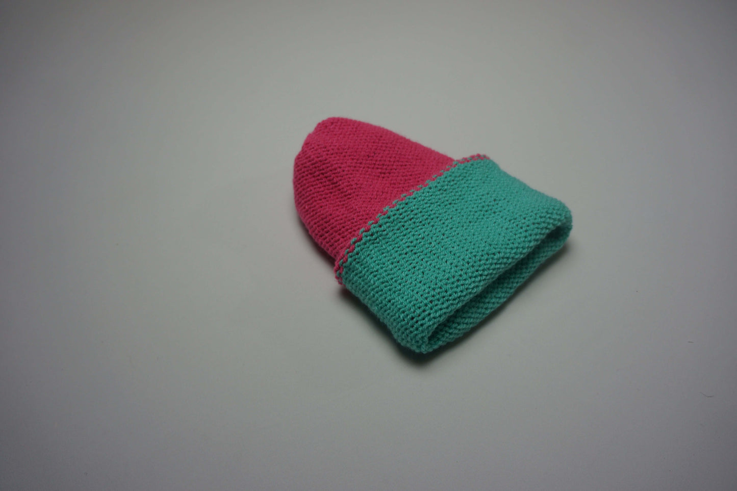 Handmade Reversible Wooly Beanie Aqua and Hot Pink | Shop