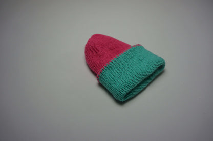 Aqua & Hot Pink Reversible Beanie
