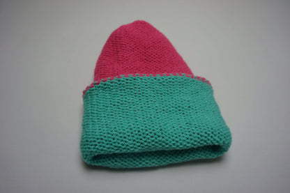 Aqua & Hot Pink Reversible Beanie