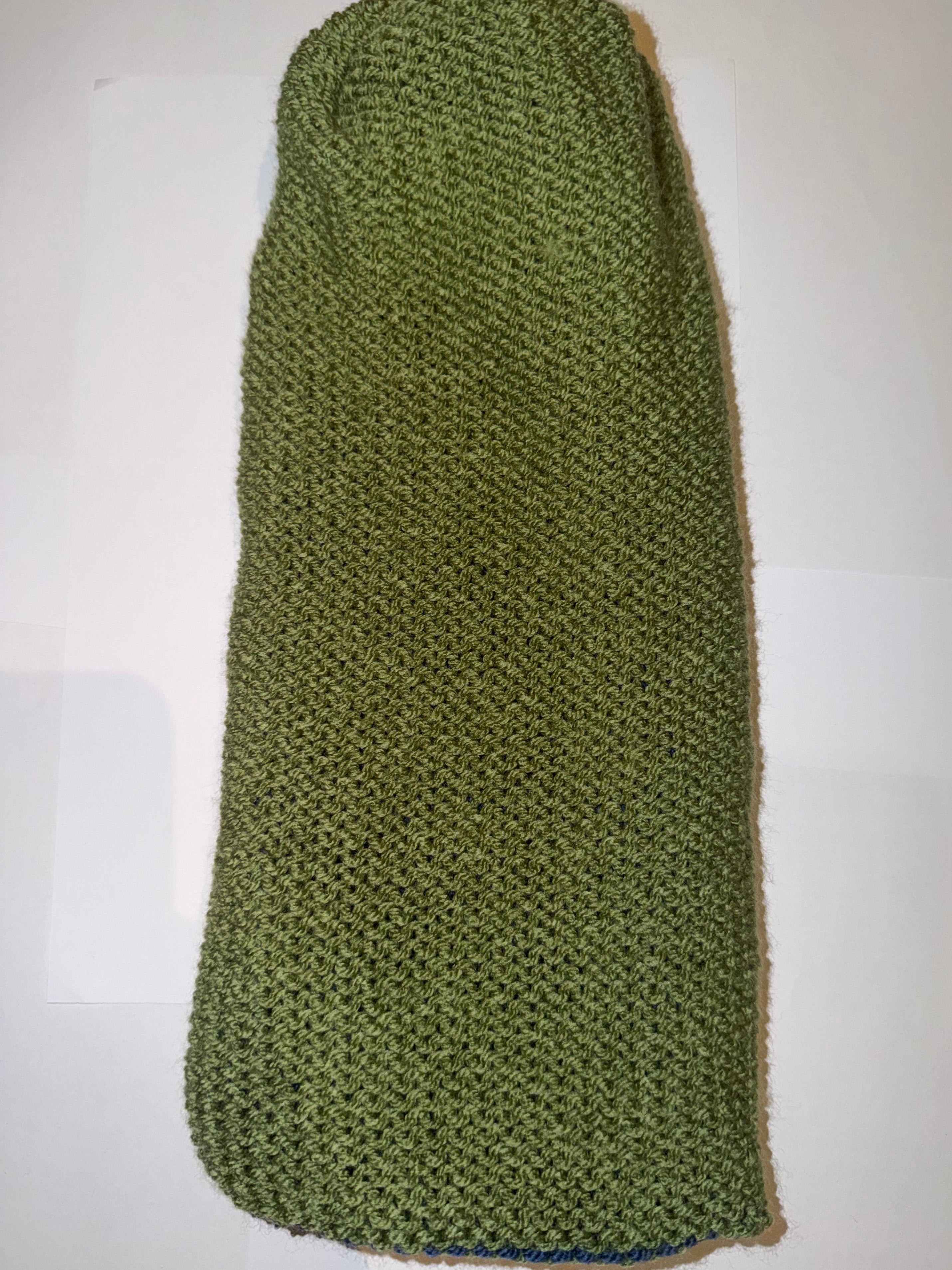 Handmade reversible wooly Beanie Sage Green and Denim
