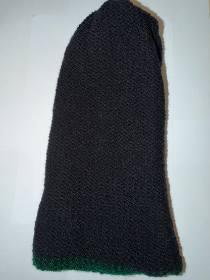 School Green and Black Beanie dual-tone reversible handmade wooly hat.