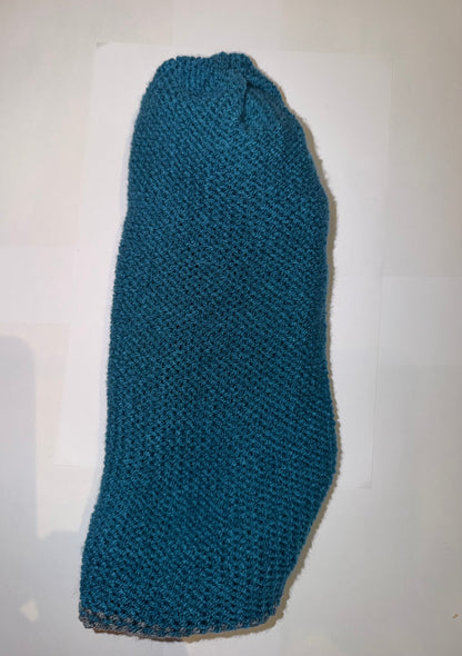Petrol and Dark Grey Beanie dual-tone reversible handmade wooly hat.