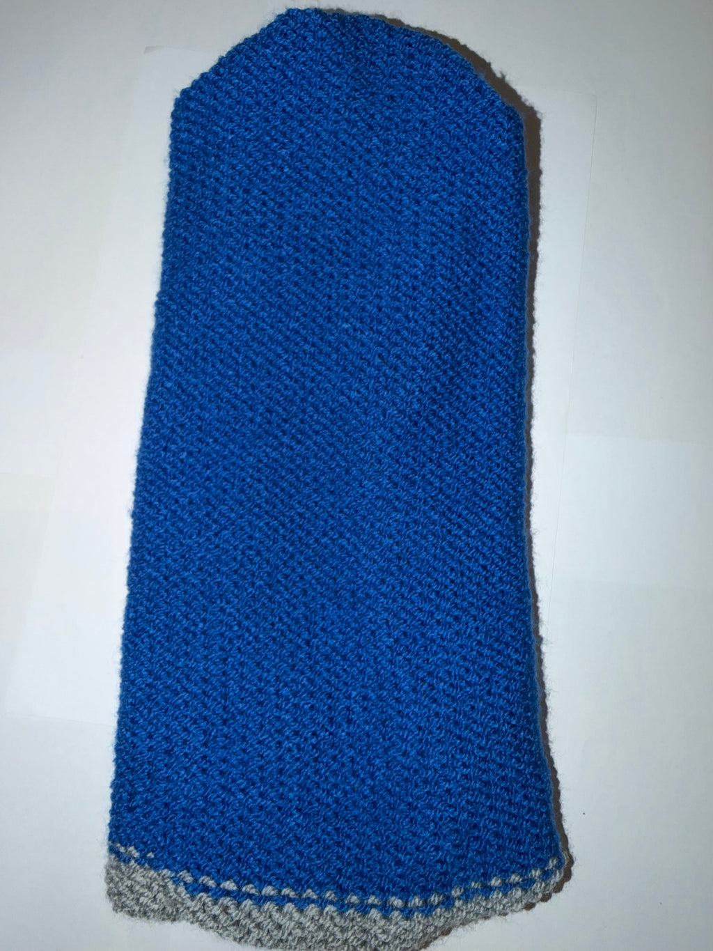 Handmade reversible wooly Beanie Light Grey and Blue