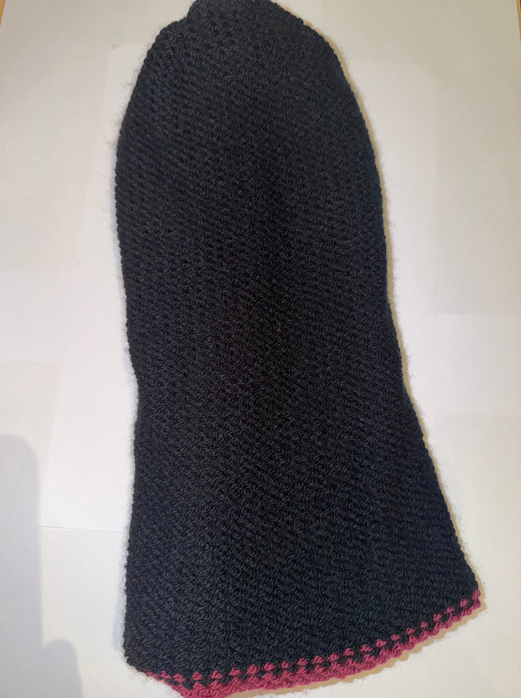 Handmade reversible wooly Beanie Plum and Black