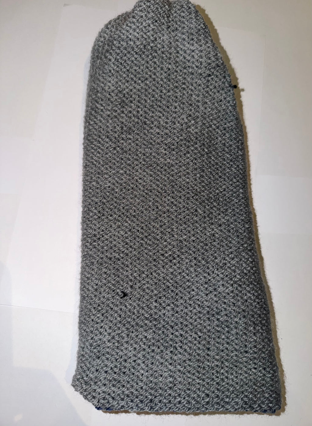 Handmade reversible wooly Beanie Light Grey and Denim