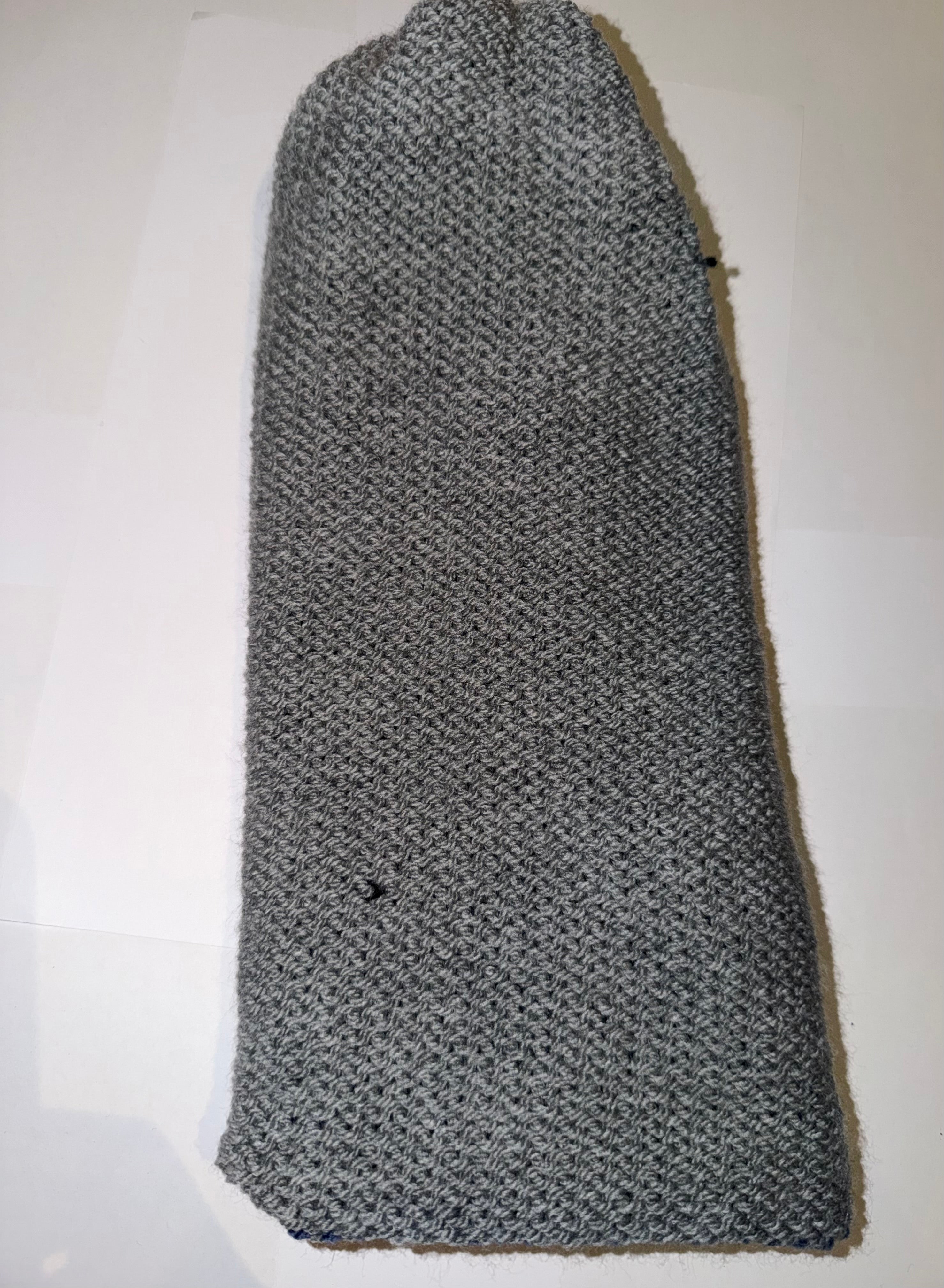 Handmade reversible wooly Beanie Light Grey and Denim