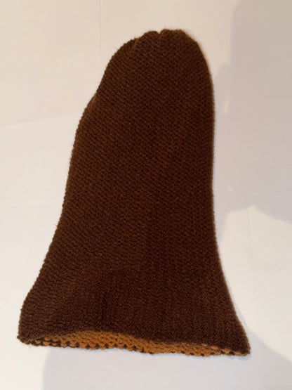 Handmade Reversible Wooly Beanie Brown and Mid Brown artisanal dual-tone hat.