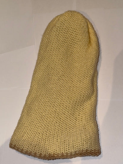 Handmade Reversible Wooly Beanie Honey and Cream dual-tone golden knit hat.