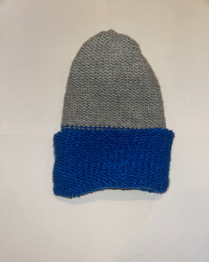 Signature Wooly Beanie original handmade reversible wool hat in dual tones.