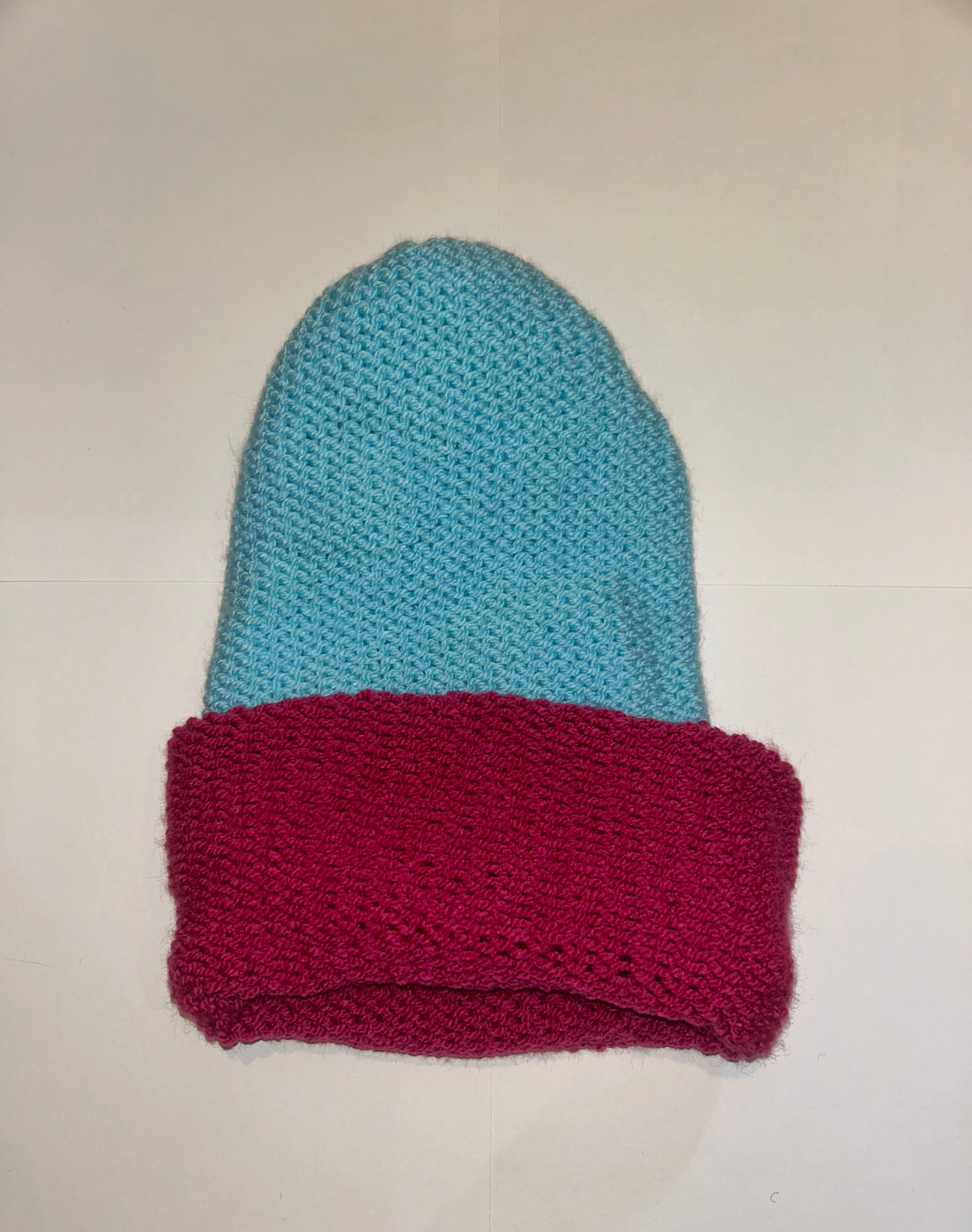 Handmade wooly Soft Blue and Magenta