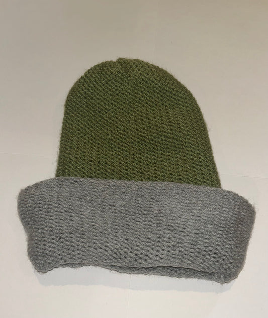 Signature Wooly Beanie original handmade reversible wool hat in dual tones.